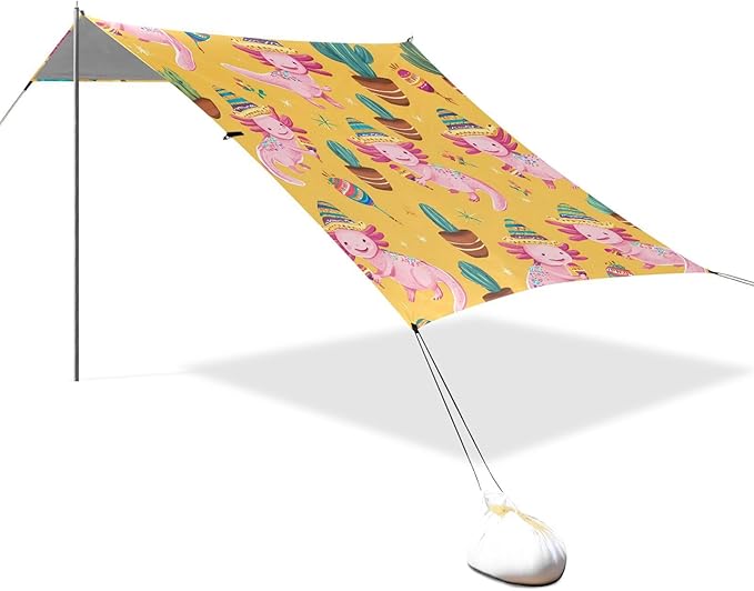 ALAZA Salamander Cactus Pattern Beach Tent Sun Shelter Portable Canopy Sunshade for Outdoor Camping Picnics Backyard Fun 10x9 ft