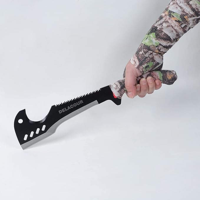 Delacour- Multi-Use Axe MacheteMachete with Nylon Sheath - Survival Machete Ideal for Camping Fishing Hunting Bushcraft - Perfect Brush Axe for Surveying- Gardening Camp Outdoor