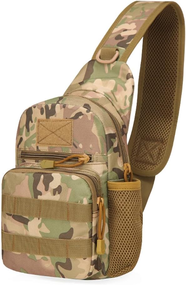 Outdoor Tactical Bag Backpack Military Sport Bag Pack Sling Shoulder Backpack Water bottle hanging bag (CP Camouflage)