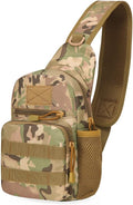 Outdoor Tactical Bag Backpack Military Sport Bag Pack Sling Shoulder Backpack Water bottle hanging bag (CP Camouflage)