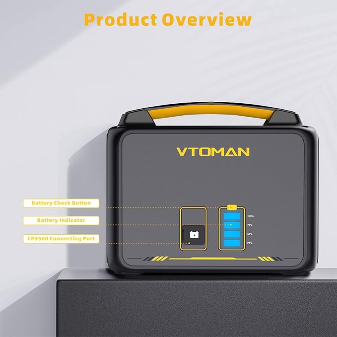 VTOMAN Jump 600X Extra Battery 640Wh for Jump 600X Portable Power Station LiFePO4 (LFP) Backup Expansion Battery with BMS Protection