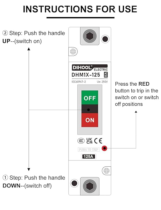 DIHOOL 125 Amp Heavy Duty Battery Disconnect Switch DC Circuit Breaker for Car Audio RV Marine Boat Truck Trolling Motors
