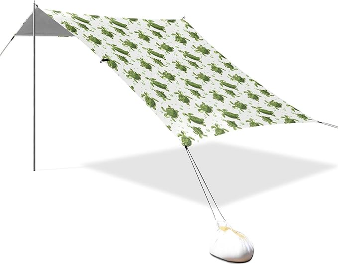 ALAZA Sea Turtle Bubble Beach Tent Sun Shelter UPF50+ Protection Beach Shade Canopy w/ 4 Sandbags for Outdoor Camping Fishing Backyard Fun Picnic 10x9 ft
