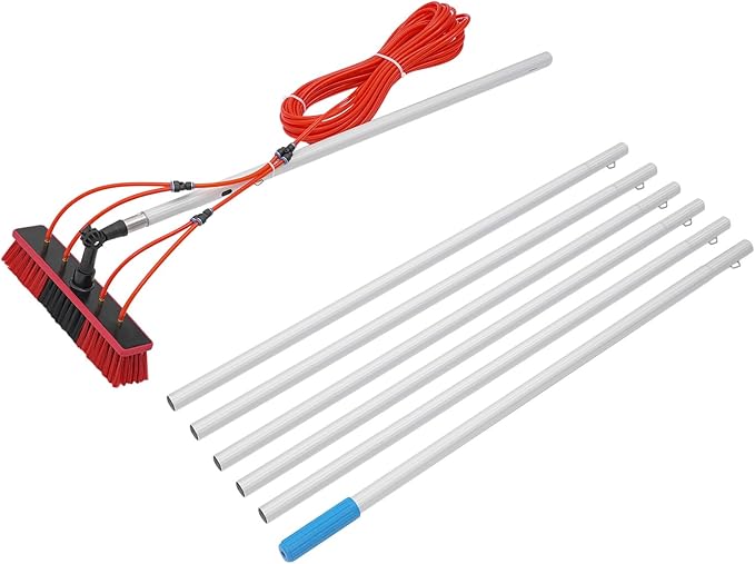 23Ft Reach Solar Panel Cleaning Brush &amp Pole Water Fed Pole KitSuitable for high Windows Cleaning Solar photovoltaic Panel Cleaning and Cleaning Cars Trucks Vans caravans Windows