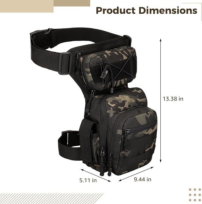Tactical Waterproof Drop Leg Bag Adjustable Thigh Pouch with Quick Release Buckles Polyester Waist Pack Perfect for Fishing Hiking Camping and Outdoor Photography