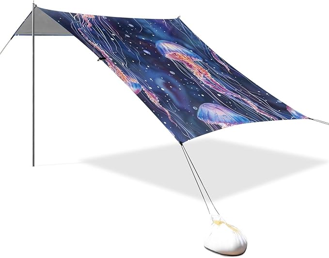 ALAZA Beautiful Jellyfish Watercolor Tropical Beach Tent Sun Shelter Portable Canopy Sunshade for Outdoor Camping Picnics Backyard Fun 10x9 ft