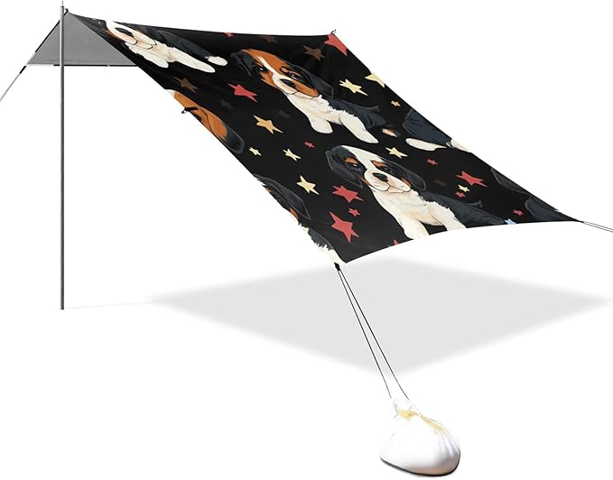ALAZA Puppy Stars on Dark Beach Tent Sun Shelter Portable Canopy Sunshade for Outdoor Camping Picnics Backyard Fun 10x9 ft