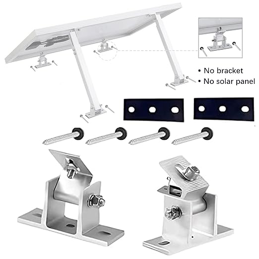 1 Set Adjustable Solar Panel Tilt Mount Brackets 15-30° Aluminum Alloy Solar Mounting Brackets for Flat Surfaces RV Roof Boat