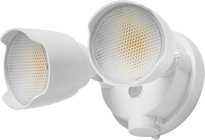 2 Pack 15W LED Flood Light Outdoor 1500 Lumen Exterior Security Lights 3000K/5000K Light IP65 Waterproof Dual-Head Wall/Eave Mount Flood Light Energy Saving for Garage Patio Yard (White)