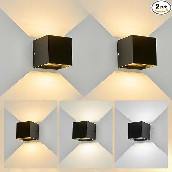 LANFU Dimmable Lighting 2700K|3500K|6000K LED Wall Sconce for Outdoor Light Fixture20W 100-110V House Garden Lights Outdoor Front Door Wall Lights Waterproof （2 Pack）