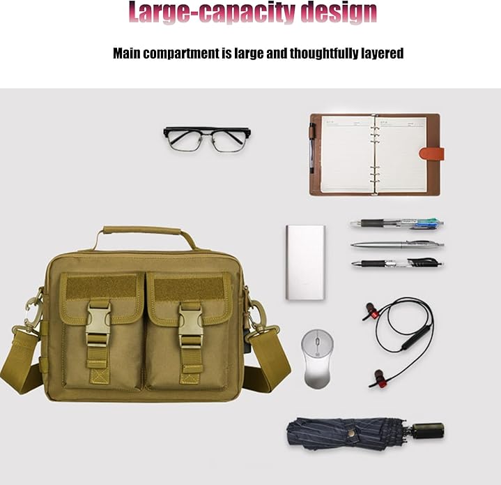 Tactical Messenger Bag Sling Crossbody for Men Multifunction Nylon Shoulder Briefcase Handbags with USB Port