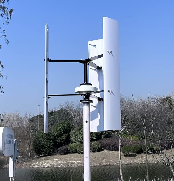 800W 24V Vertical Axis Wind Turbine VAWT 3 Blades Wind Power Generator Off Grid System Kits Low Noise Wind Generators with MPPT Charge Controller to Charge 24V Battery