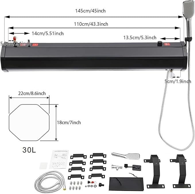 Roof Rack Mounted Off-Road Shower with High Pressure Water Gun Spray Head for Camping Water Storage and Outdoor Water Supply