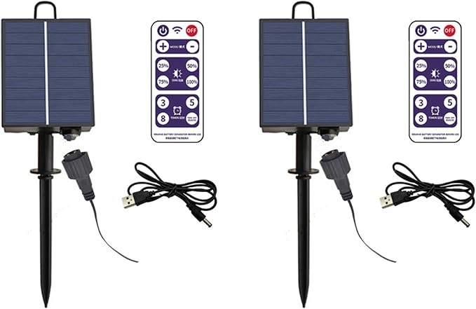 2X 1200mAh Solar Panel Control Box Kits Lithium Battery Panel for 3.7V 24V LED String Strip Lamp DC Charging