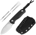 Kizer Drop Bear Fixed Blade Knife 2.57 D2 Satin Blade EDC Camping Knife with Black G10 Handle and Hidden Tools Outdoor Full Tang Hunting Survival Knives with Adjustable Kydex Sheath 1094M2
