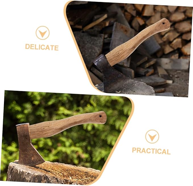 POPETPOP 8pcs Wooden Axe Replacement Handle Grip Wood Handle for Axe Types Easy to Install Comfortable to Hold