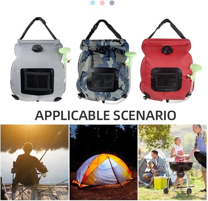 Solar Shower Bag 20L/5 Gallon Camping Shower Bag Portable Solar Camp Shower Bag with Upgraded Removable Hose &amp On-Off Switchable Shower for Camping Beach Swimming Traveling Hiking