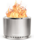 27 inch Smokeless Fire Pit with Waterproof Cover Stainless Steel Outdoor Smokeless Firepit Wood Burning Fire Pits for Camping BonfireLow Smoke Firepit for Outside
