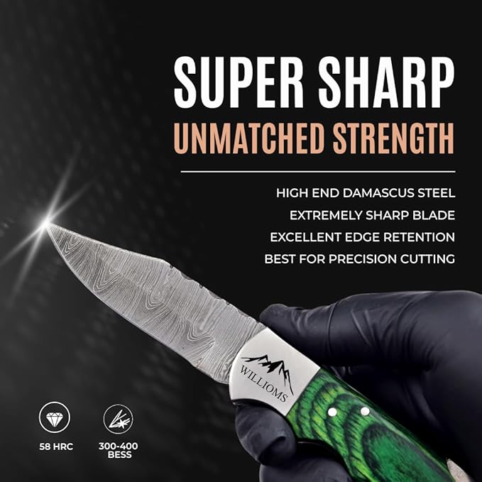 Custom Pocket Knife gifts for Men Personalized Damascus Folding Knife Engraved Gifts for Him Dad Boyfriend Husband Anniversary Groomsmen Gifts. Custom Knife for Camping Hunting Everyday Carry (