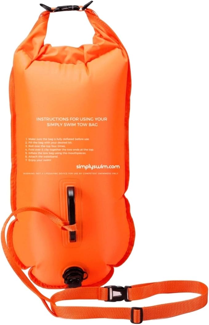 Fluorescent Swim Safety Buoy &amp Tow Float - Integral 28L Dry Bag Fluorescent Yellow