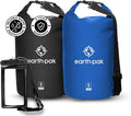 Earth Pak Waterproof Dry Bag - Roll Top Waterproof Backpack Sack Keeps Gear Dry for Kayaking Beach Rafting Boating Hiking Camping and Fishing Black 5L &amp Blue 5L