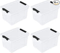 23 L Clear Latch Storage Bins with Wheels 4 Pack Plastic Latch Storage Box with Lids