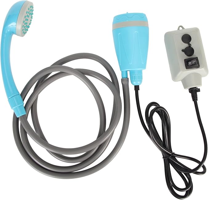 Portable Shower Camp Shower Pump with USB Rechargeable Battery Outdoor Shower Head with Hook 6.6ft Soft Water Pipe for Camping Hiking Traveling Pet Bath Beach