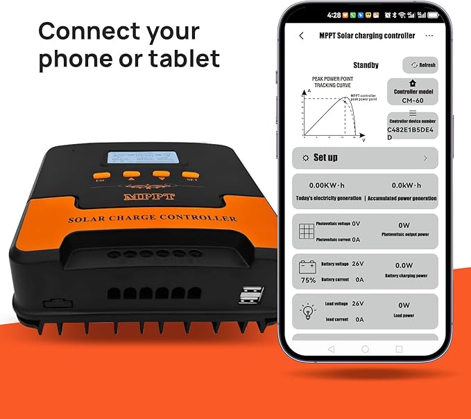 40A MPPT Solar Charge Controller: 12V/24V DC Output Dual USB for Multiple Batteries (LiFePO4 AGM Sealed Gel Flooded Lithium) &amp 18 - 100V Panels APP WiFi Control