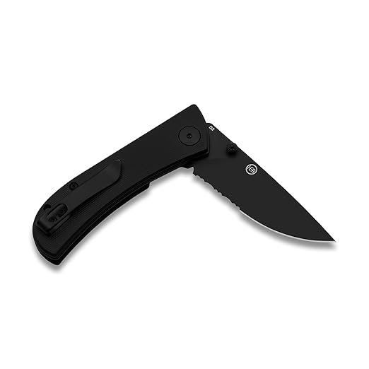 EIKONIC Knives HEAdesigns Fairwind Folding Knife 2.72 D2 Black Stonewashed Drop Point Plain Blade Black G10 Handles Liner Lock - 220BB