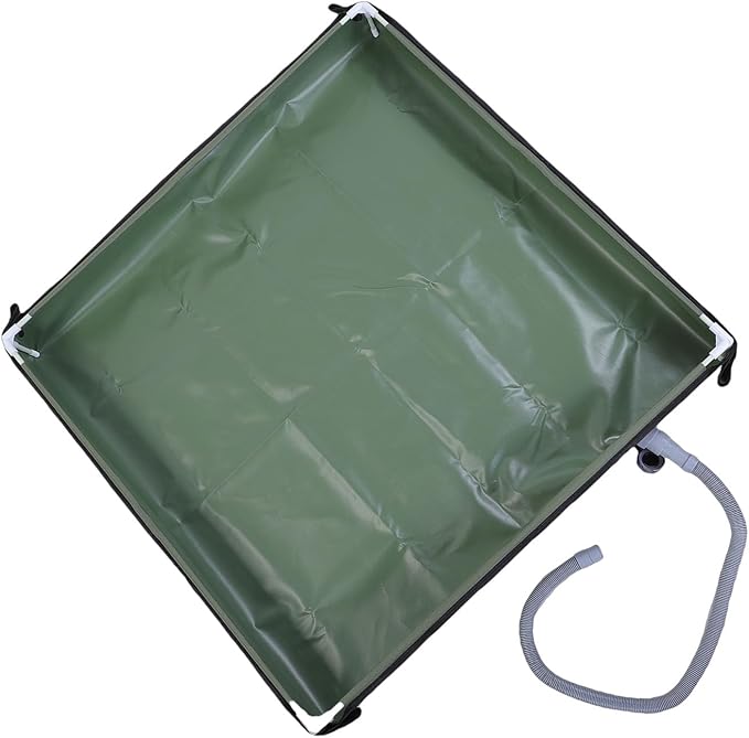 Fabater Portable Shower Pan 31.5x31.5x3.9in Foldable Shower Base Tray with Detachable Drain Pipe for Camping RV Beach Outdoor Use (OD Green 80x80x10cm / 31.5x31.5x3.9in)