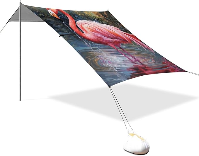 ALAZA Flamingo Tropical Beach Tent Sun Shelter Portable Canopy Sunshade for Outdoor Camping Picnics Backyard Fun 10x9 ft