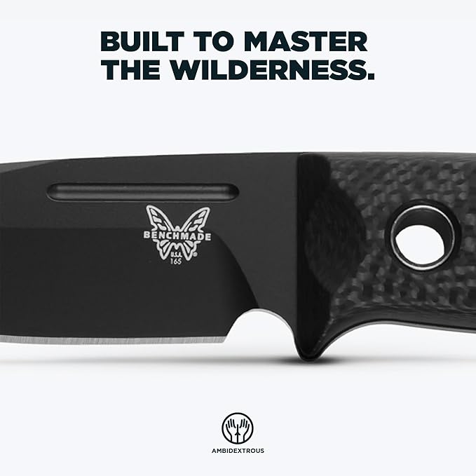 Benchmade - Mini Bushcrafter Outdoor Survival Knife with Black Carbon Fiber Handle (165BK)