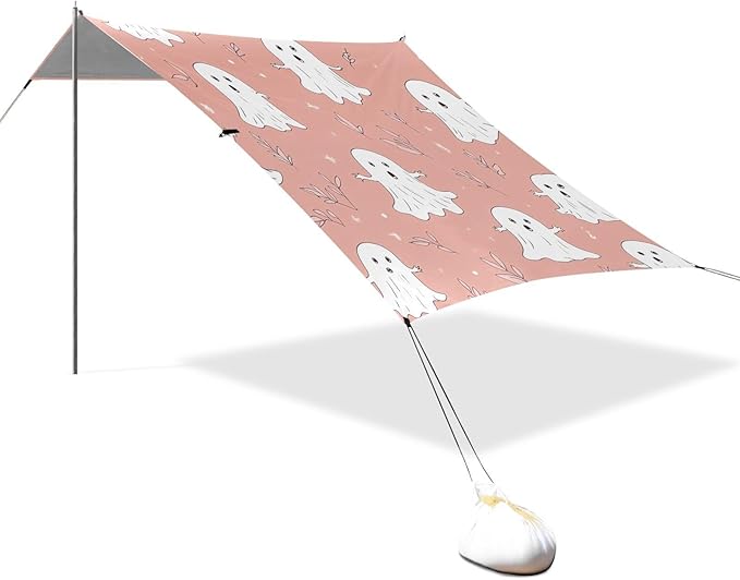 Cute Ghosts Beach Cabana Tent UPF50+ Lightweight Shade Sun Shelter with Sand Pockets for Camping Picnics Backyard &amp Fishing