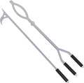 40 Fire Tongs Firewood Grabbers and Fire Poker Set Stainless Steel Large Log Grabbers for Outdoor Fireset Fire Pit Bonfire Campfire Backyard Deck Indoor Fireplace Tools Set