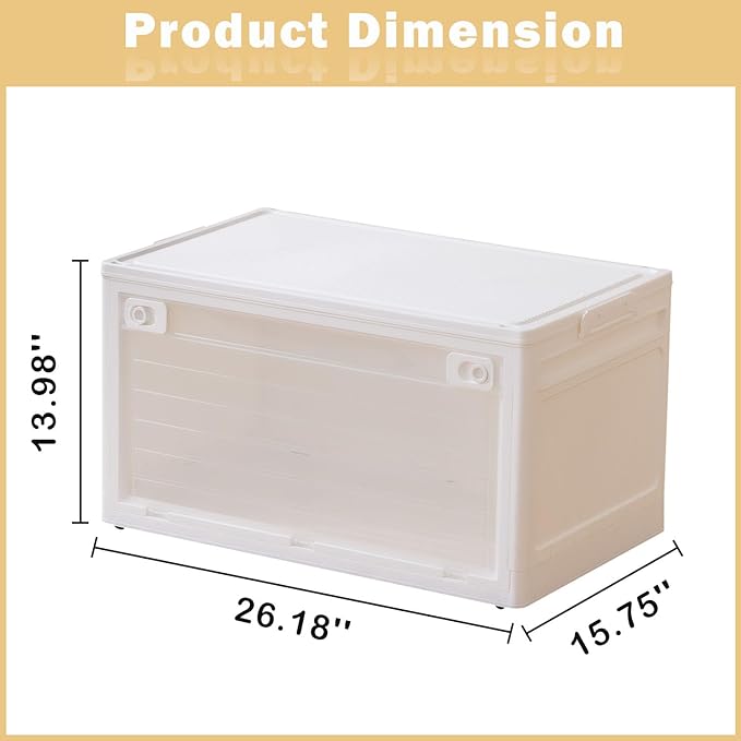 latifolia Plastic Storage Bins Stackable with wheels Collapsible Storage Containers 4-Pack for Home Oraganization Heavy-Duty Tote Box with Lids