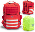 riderbag Xtreme 30L Tactical Carry-On Backpack for Airplanes Work Gym and Team Sports with 16 Inch Laptop Sleeve Stick Holder Recycled rPET Fabric Rain Cover (red)
