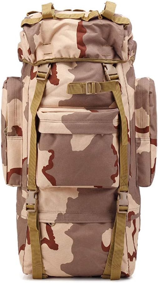 Outdoor Sports Pack Hiking Bag Tactical Rucksack Camo Knapsack Combat Camouflage Tactical Molle 65L Backpack - 3 Color Desert