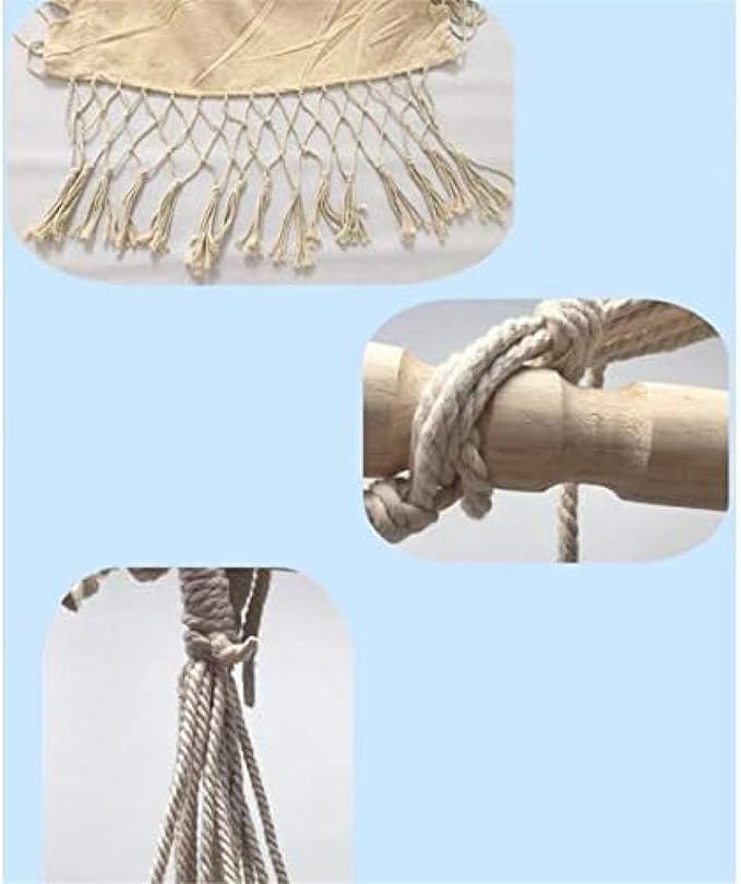 Hammock Chair Hanging Rope Swing Seat for Indoor Outdoor Deluxe Cushion for Macrame Swinging Chairs &amp Hanging Kit for Home Bedroom Patio Porch
