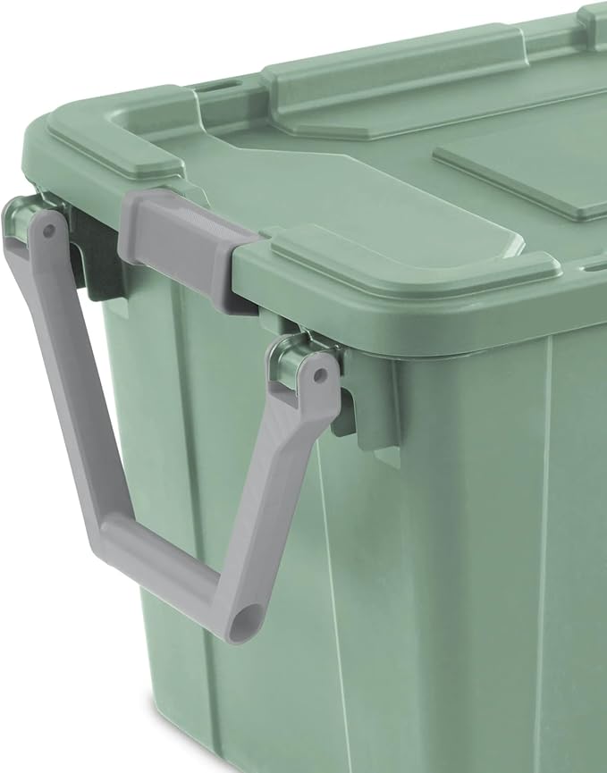 2 Pack 40 Gallon Heavy-Duty Wheeled Storage Bins - Industrial Rolling Totes with Secure Latch Lids for Garage Camping Warehouse &amp Moving Organization (Green)