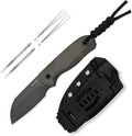 Kizer Drop Bear Fixed Blade Knife 2.56 S45VN Matte DLC Ultra Blade EDC Camping Knife with Norplex UltreX™ Green Micarta Handle &amp Built-in Tools Hunting Survival Knives with Kydex Sheath 1093A3