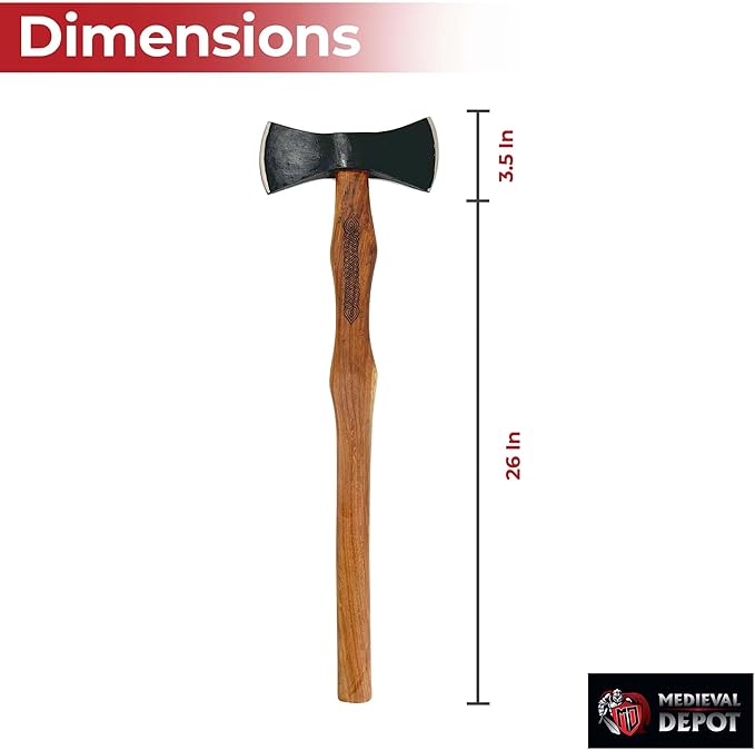MedievalDepot North American Forester Double Head Axe - Overall 30 - Hand Forged Carbon Steel - Functional &amp Durable