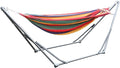 Double Hammock Basics Dual-bar Design Heavy-Duty Metal Hammock Stand with Carrying Bag 400 LBS Strong Load-Bearing Striped Print Red