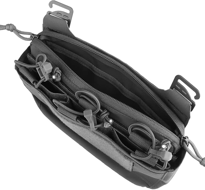 Removable Tactical G-Hook Front Flap Double Stack Abdominal Fanny Pack with 5.56mm Triple Magazine Insert and Kangaroo Pouch