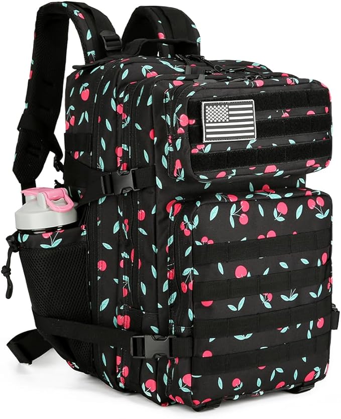 45L Military Tactical Backpacks 3 Days Assault Pack Bag Fitness Rucksack 3 Day Bug Out Bag Hiking Treeking Molle Daypack (Cherry)