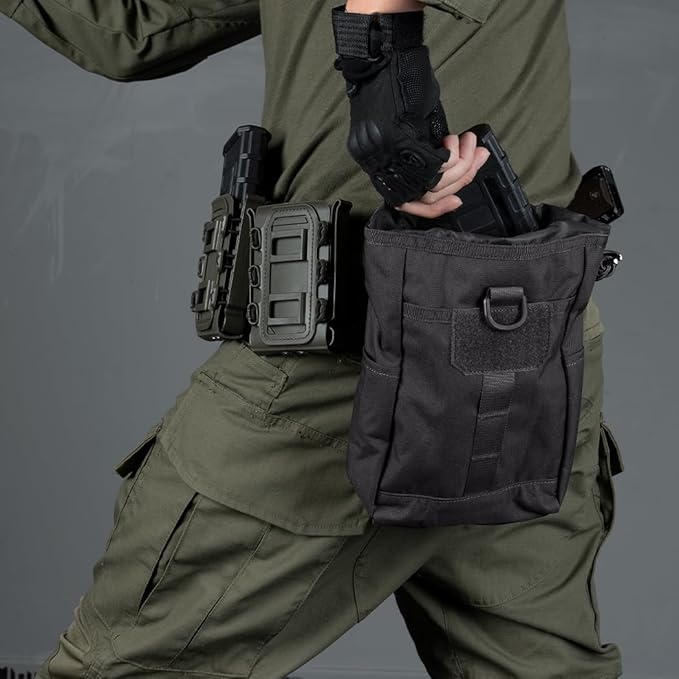IDOGEAR Molle Dump Pouch Tactical Pouches Roll-up Drawstring Mag Pouches Foldable for Battle Belt Vest Plate Carrier Backpack Utility Folding Dump Pouch Waist Bag