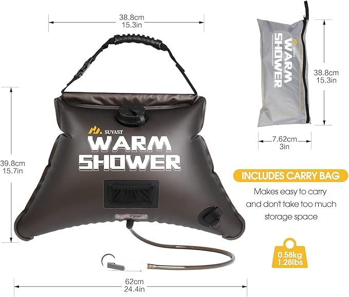 Solar Showers3rd Generation Outdoor Shower BagA Model of Durability4 Gallon/15L- Portable Shower for CampingCamp Shower kit with hot Water.