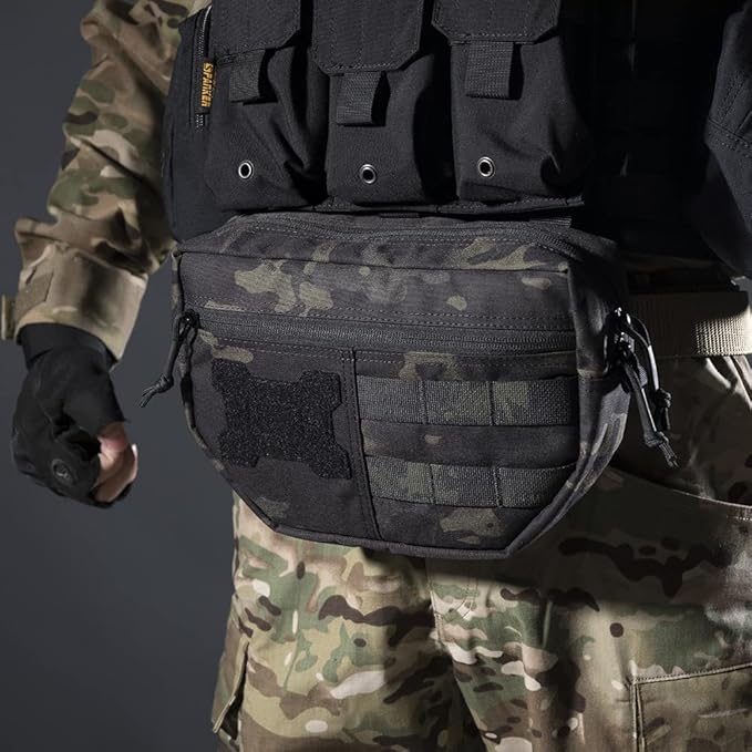 EXCELLENT ELITE SPANKER Tactical Drop Dump Pouch Molle Tool Pouch with Hook &amp Loop Carrying Kit Bag for Tactical Vest Chest Rig