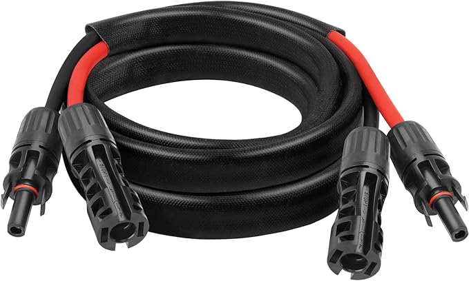 8AWG Solar Cable - 5FT Solar Panel Extension Cord 8 Gauge PV Wire with Flame Retardant Protective Sleeving Female &amp Male Waterproof Connector for RV Photovoltaic Systems Solar Panels (5 Feet)