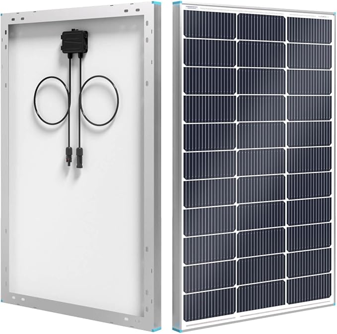 RENOGY REGO 100W Solar Panel N-Type 16BB 12V RV Solar Panel 100 Watt 25% High Efficiency Monocrystalline PV Module Solar Charger for Roof Boat Camping Van Trailer Cabin Off-Grid Applications