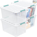 4 Pack 85 Quart Latching Storage Box Bin Large Storage Box with Wheels Clear